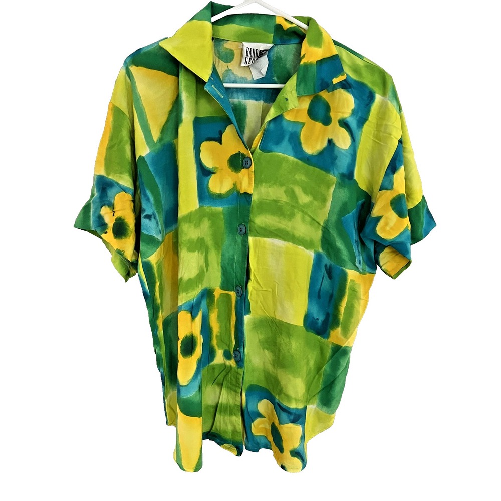 Vintage Barbara Gerwit Shirt Womens Medium Floral Button Up 90s